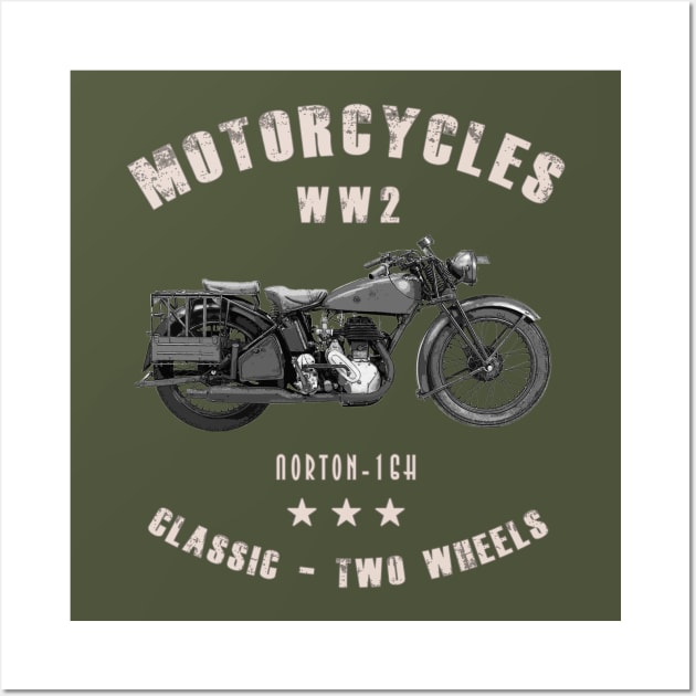 Norton-16H Retro Vintage Motorcycle WW2 Wall Art by Jose Luiz Filho